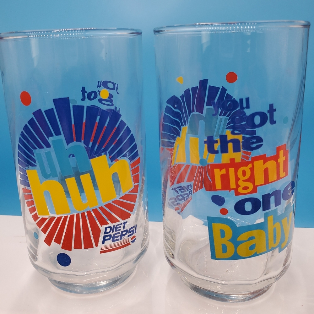 Vintage Diet Pepsi Glass Set Ray Charles Promo You Got The Right One Baby Uh Huh